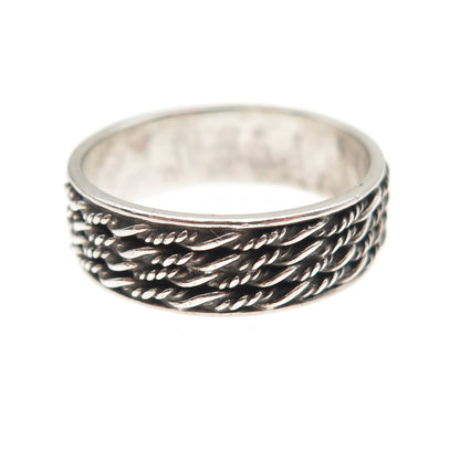 925 Sterling Silver Vintage Twisted Wire Oxidized Band Ring Size 9