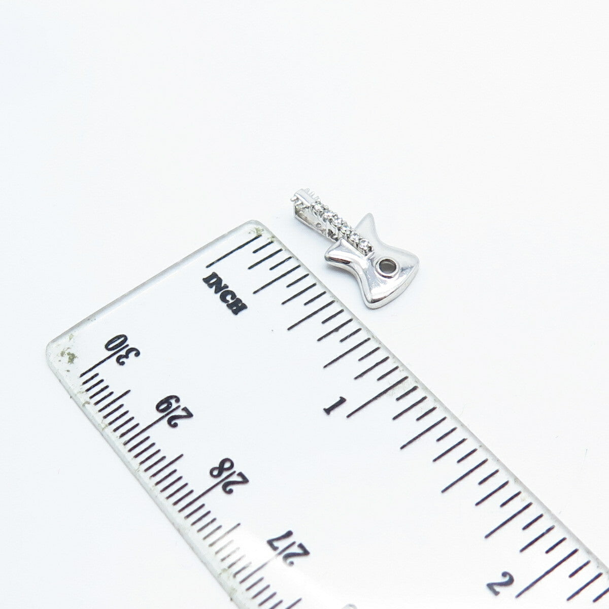 925 Sterling Silver C Z Guitar Charm Pendant
