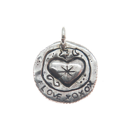PB PAUL BRACKNA Sterling Silver Vintage Love XOXOX Oxidized Minimalist Pendant