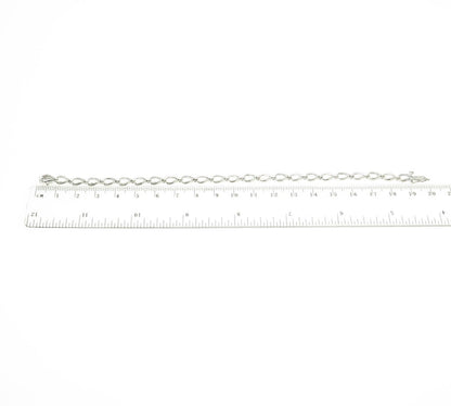 SUN 925 Sterling Silver Real Round-Cut White Diamond Drop Link Bracelet 7.5"