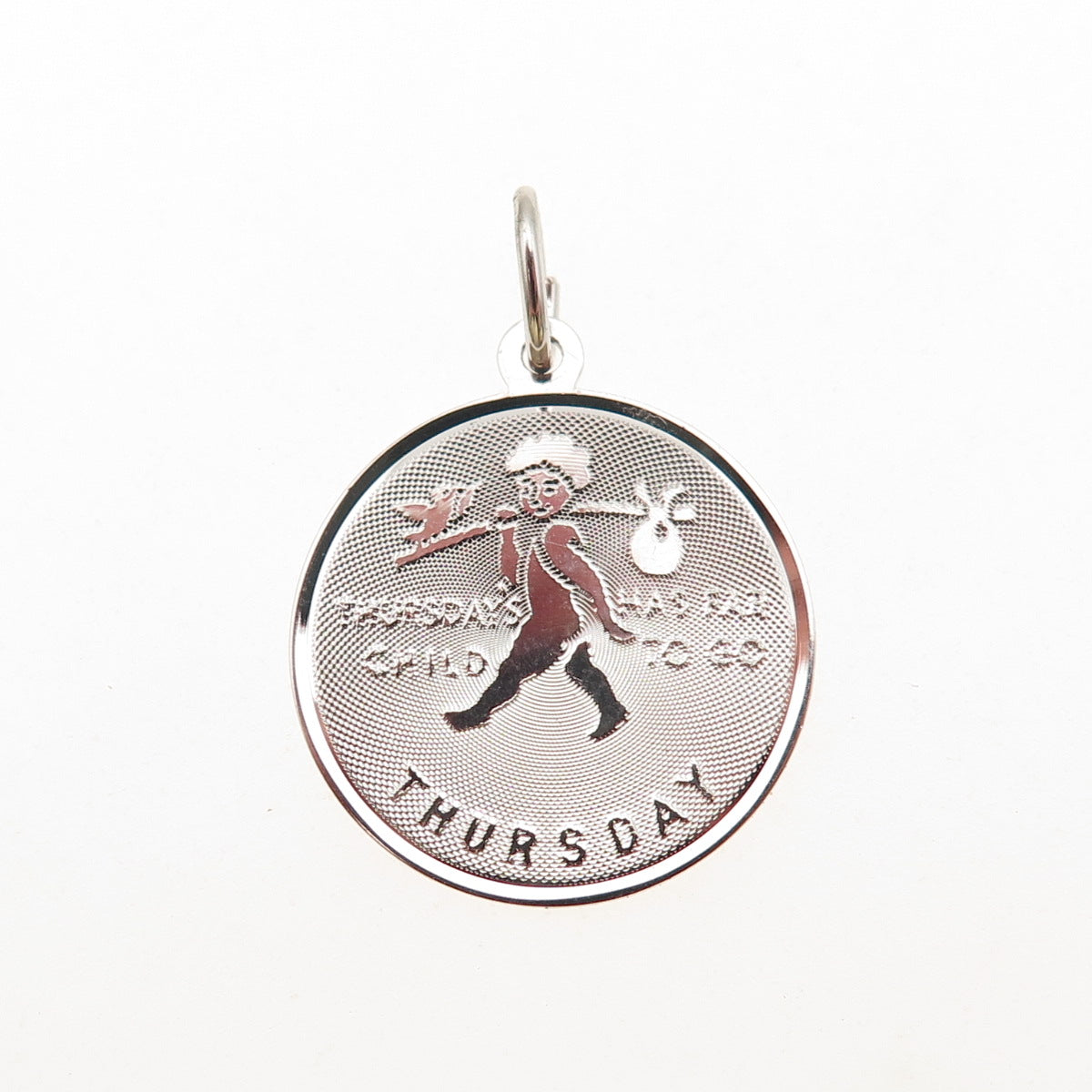 JAY POSON 925 Sterling Silver Vintage Thursday's Child Charm Pendant
