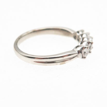 925 Sterling Silver Round-Cut C Z Anniversary Band Ring Size 7