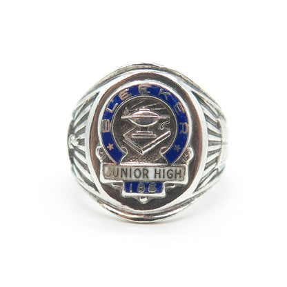 REED & CO Sterling Silver Vintage Enamel JHS 185 Edward Bleeker Ring Size 6.75