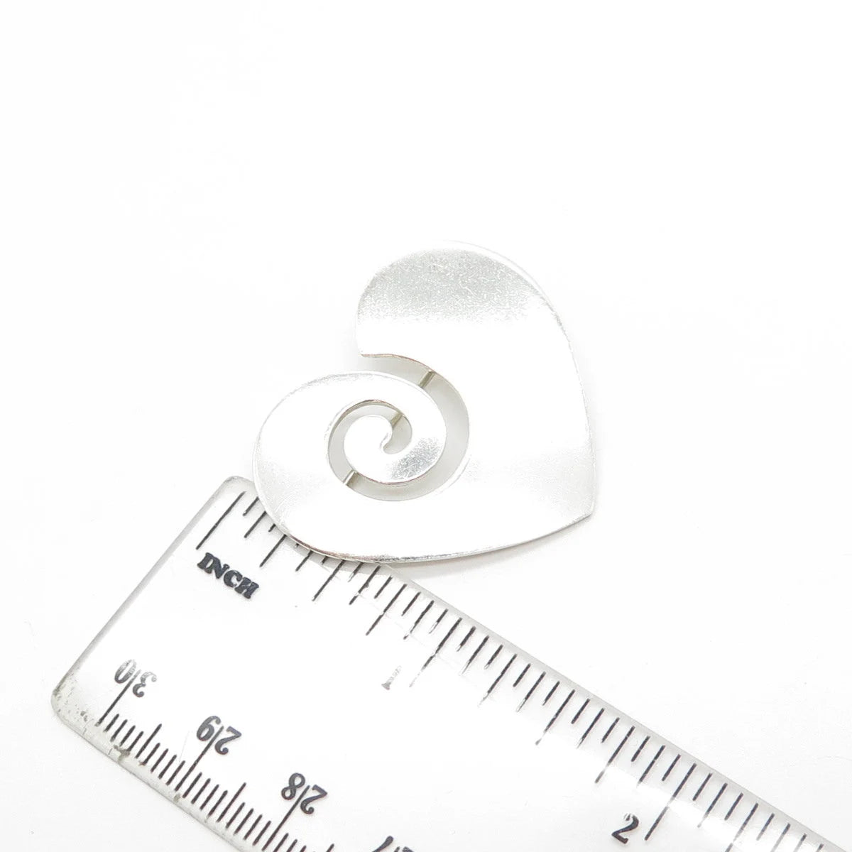925 Sterling Silver Vintage Heart Swirl Pin Brooch