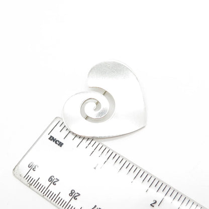 925 Sterling Silver Vintage Heart Swirl Pin Brooch