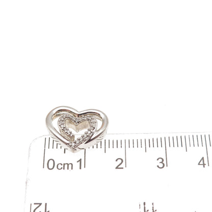SLV Sadye L Vassil Sterling Silver Real Diamond Heart Slide Mini Charm Pendant