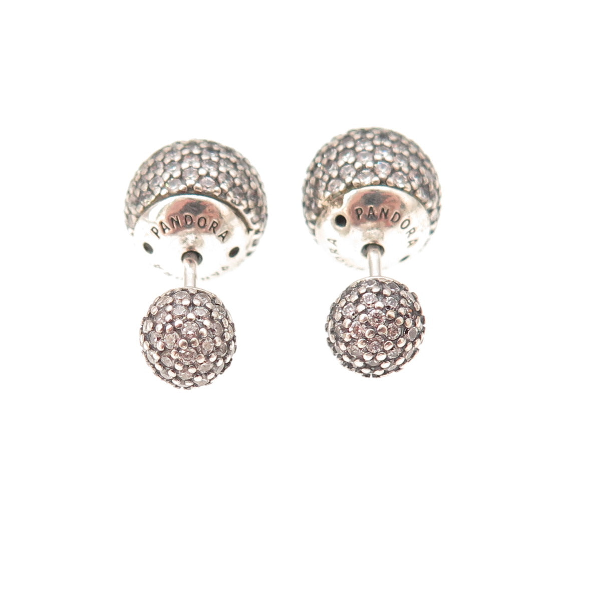 Pandora 925 Sterling Silver Round-Cut C Z Ball Stud Earrings
