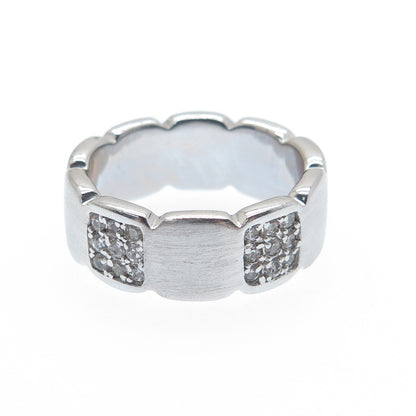 925 Sterling Silver Round-Cut Shaped C Z Panel Band Ring Size 7
