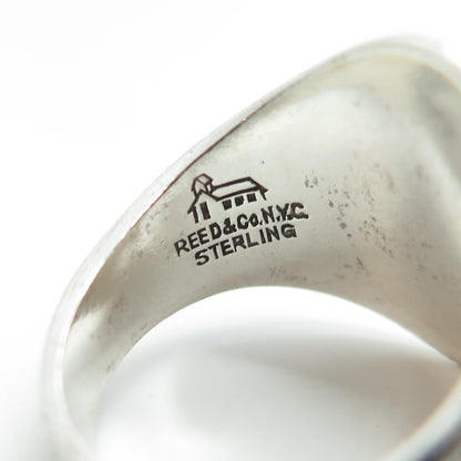 REED & CO Sterling Silver Vintage Enamel JHS 185 Edward Bleeker Ring Size 6.75