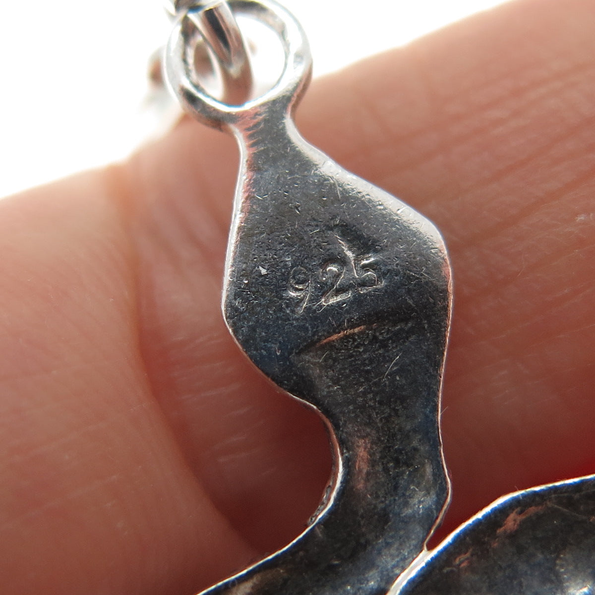 925 Sterling Silver Vintage Snake Lobster Claw Lock Pendant