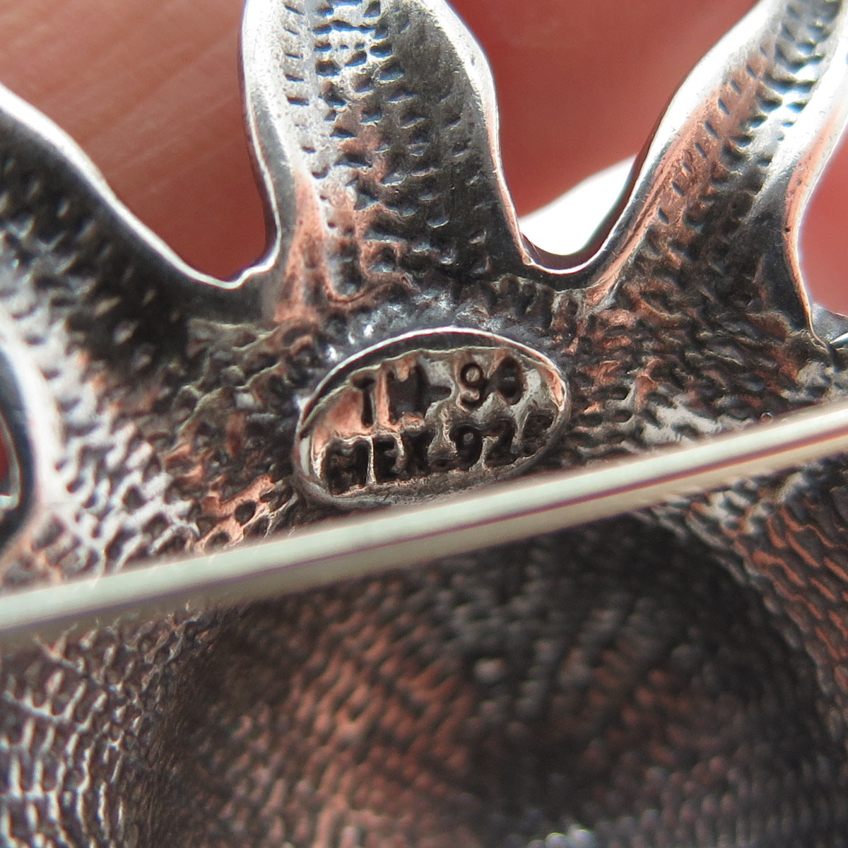 925 Sterling Silver Vintage Mexico Modernist Sun Oxidized Pin Brooch