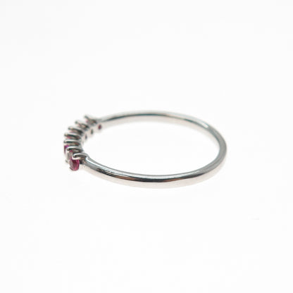 925 Sterling Silver Lab-Created Ruby & C Z Half Eternity Band Ring Size 7.25