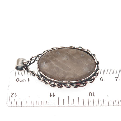 Joseph Masaniello 925 Sterling Silver Vintage Real Jasper Modernist Pendant