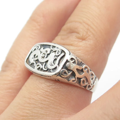 925 Sterling Silver Vintage Swirl Ring Size 6.75