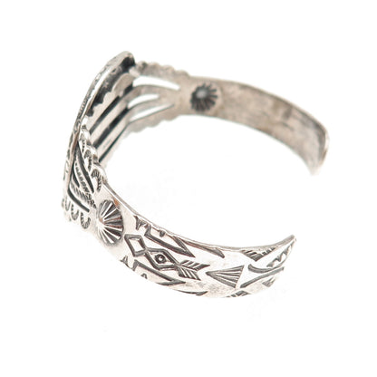 Old Pawn Sterling Silver Vintage Turquoise Naja Overlay Adjustable Bracelet 6"