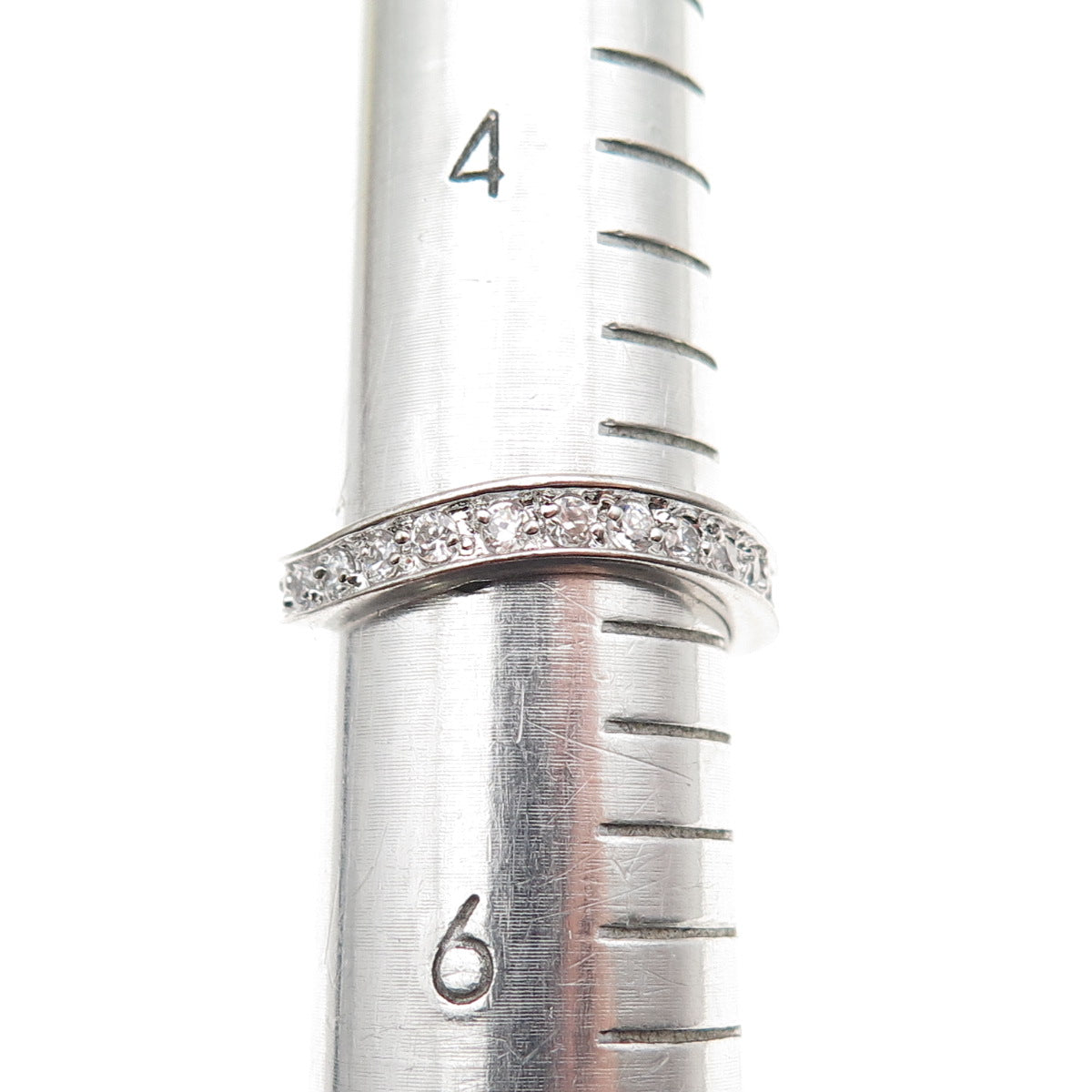 925 Sterling Silver Round-Cut C Z Wavy Band Ring Size 5