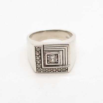925 Sterling Silver Vintage Round-Cut C Z Ring Size 9