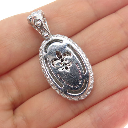 JUDITH RIPKA 925 Sterling Silver Real Smoky Quartz & C Z Charm Pendant