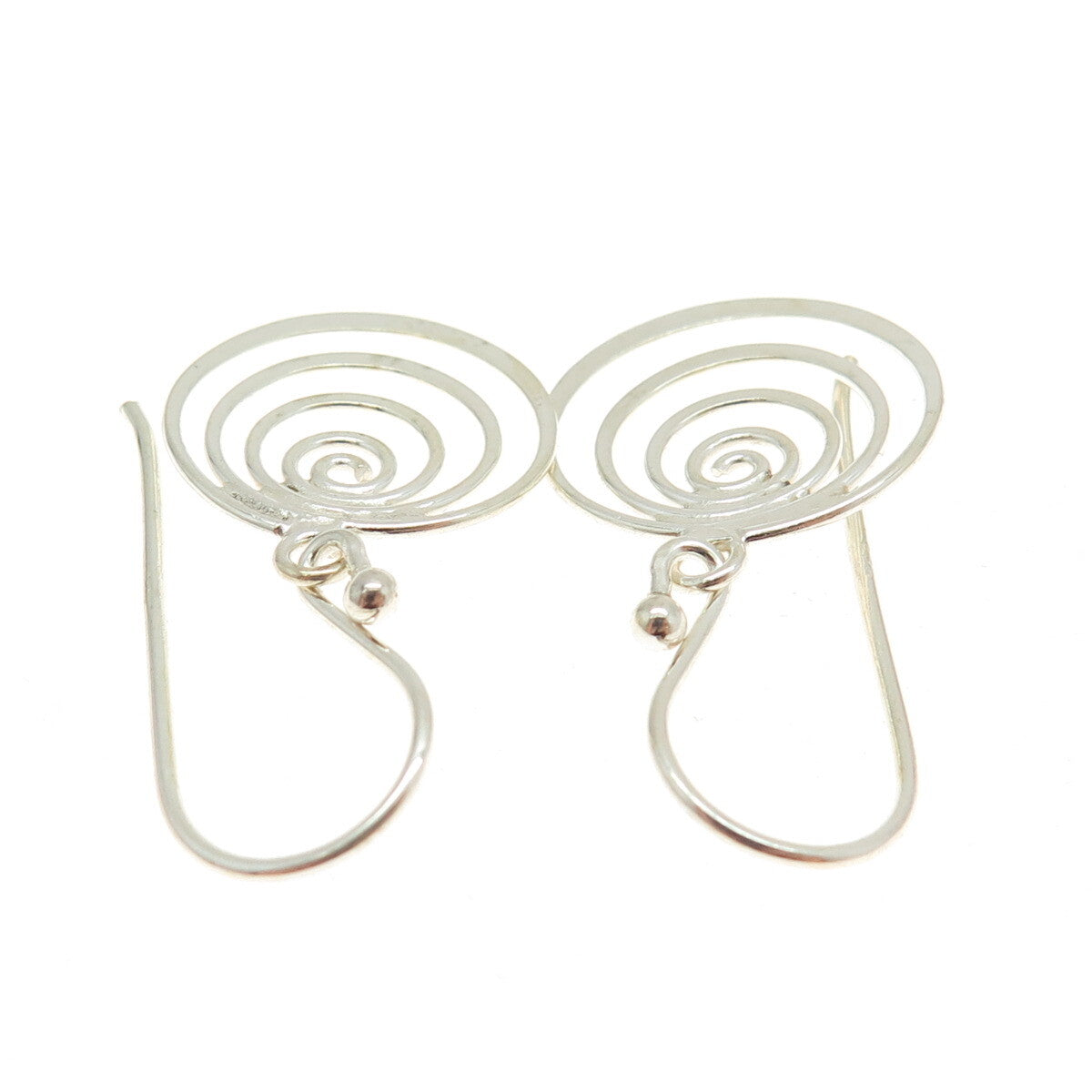925 Sterling Silver Spiral Dangling Earrings