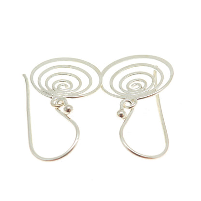 925 Sterling Silver Spiral Dangling Earrings