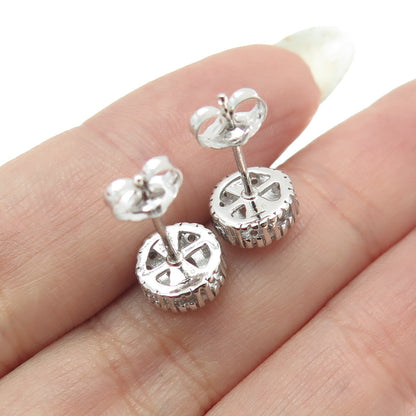 925 Sterling Silver Round-Cut C Z Sparkle Stud Earrings