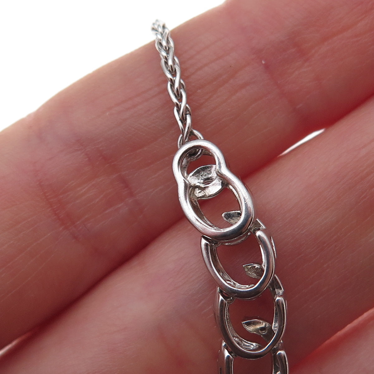 925 Sterling Silver Real Diamond Curb & Spiga Chain Necklace 20"