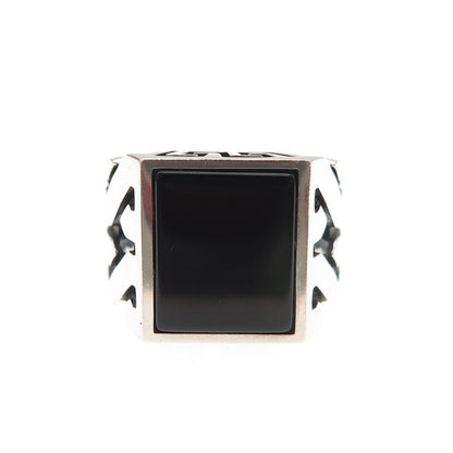 CHIMODA 925 Sterling Silver Real Black Onyx Woven Ring Size 6.5