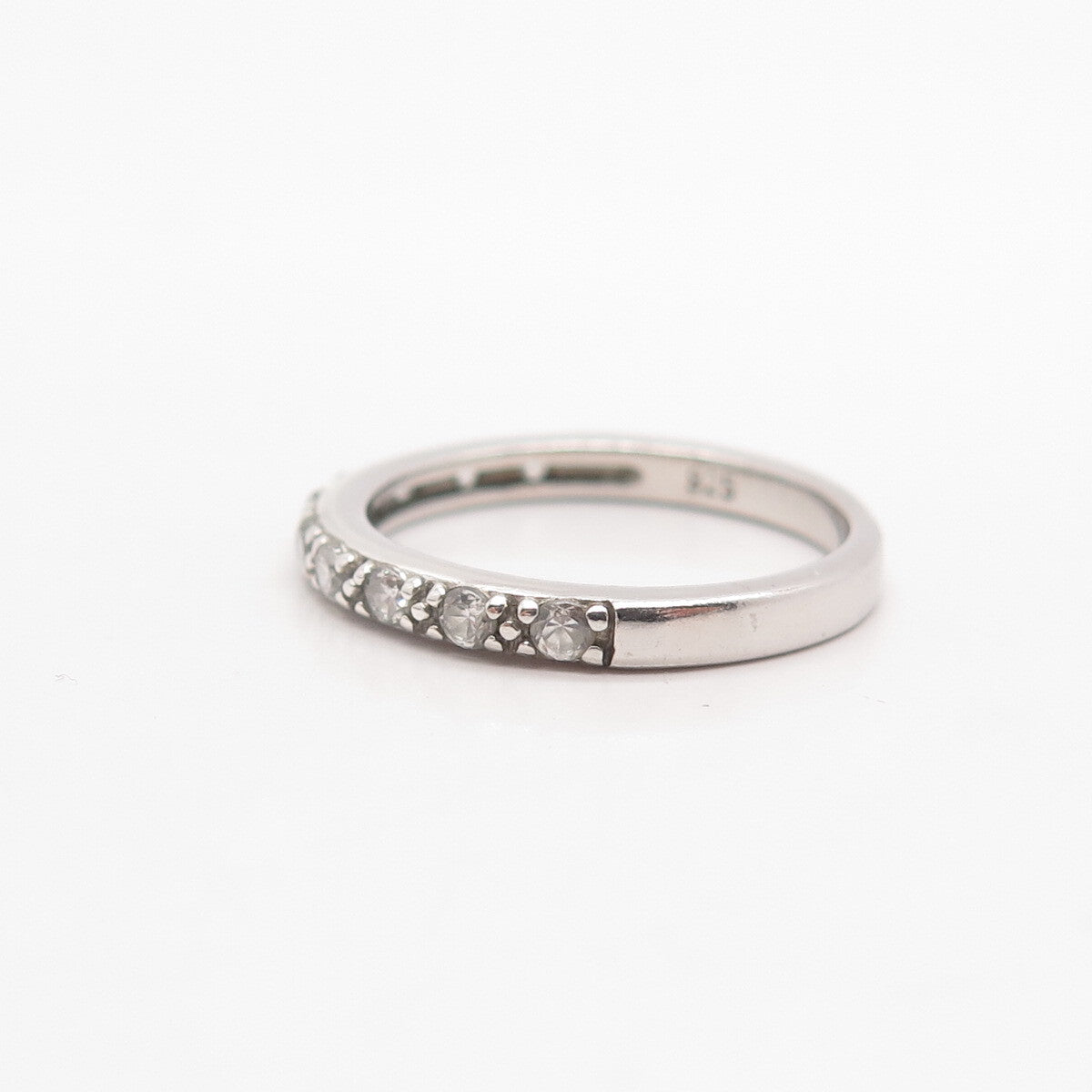 925 Sterling Silver Round-Cut C Z Band Ring Size 6