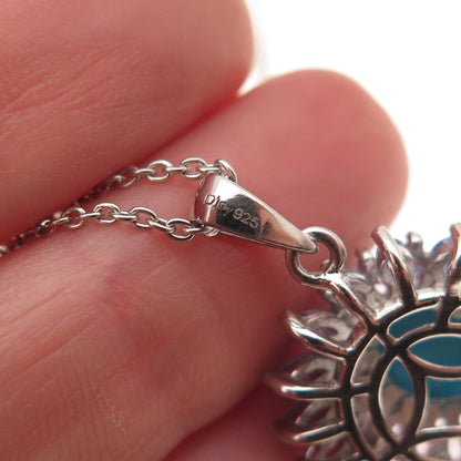 D'Joy 925 Sterling Silver Real Turquoise & Tanzanite Cable Chain Necklace 20"