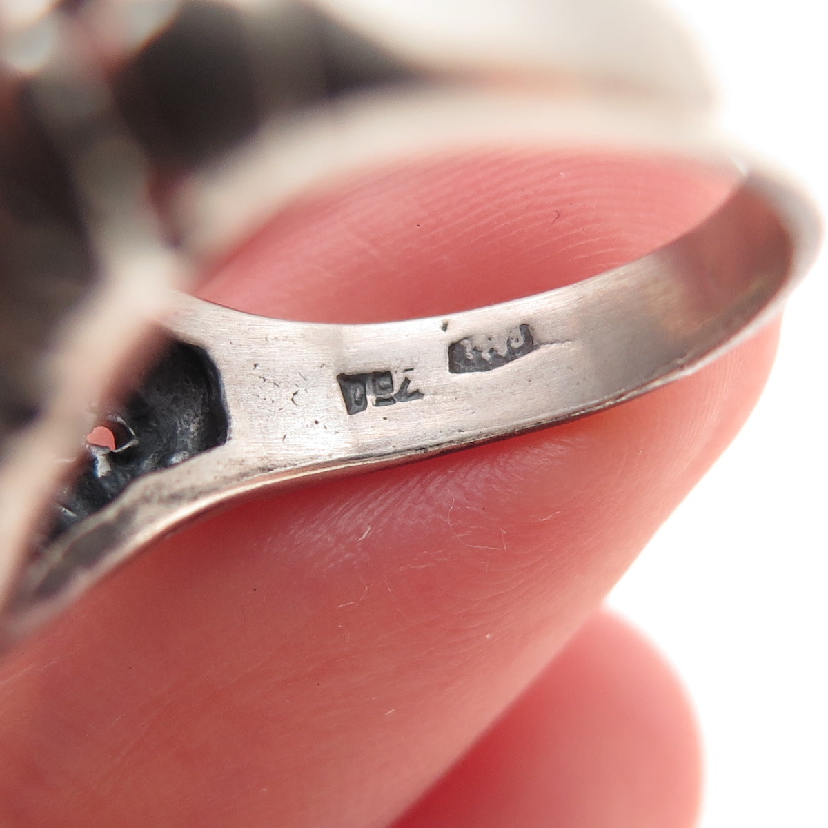 925 Sterling Silver Vintage Italy Seashell Dome Oxidized Ring Size 6.25