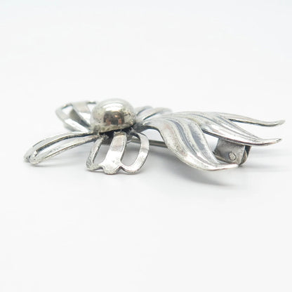 830 Silver Vintage Ribbon Bow Pin Brooch