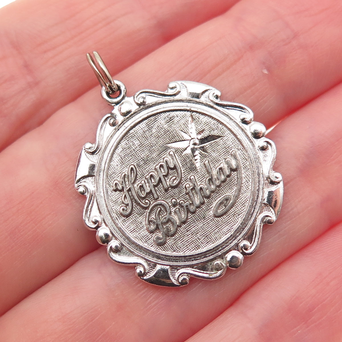 Griffith & Sons Co. 925 Sterling Silver Vintage Happy Birthday Charm Pendant