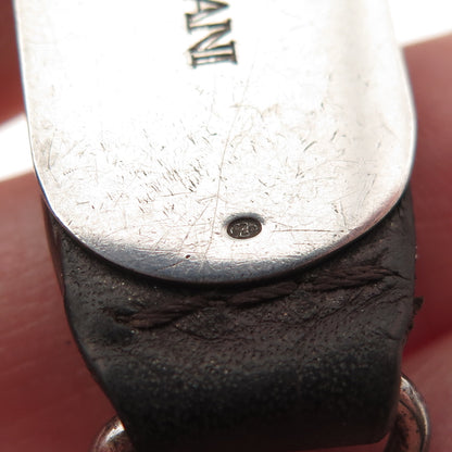 EMPORIO ARMANI 925 Sterling Silver & Leather Vintage Bracelet Centerpiece Buckle