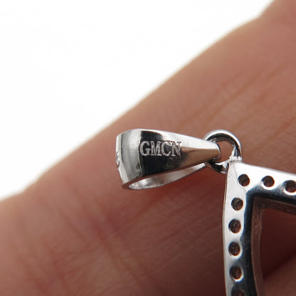 925 Sterling Silver Round-Cut C Z Teardrop Charm Pendant