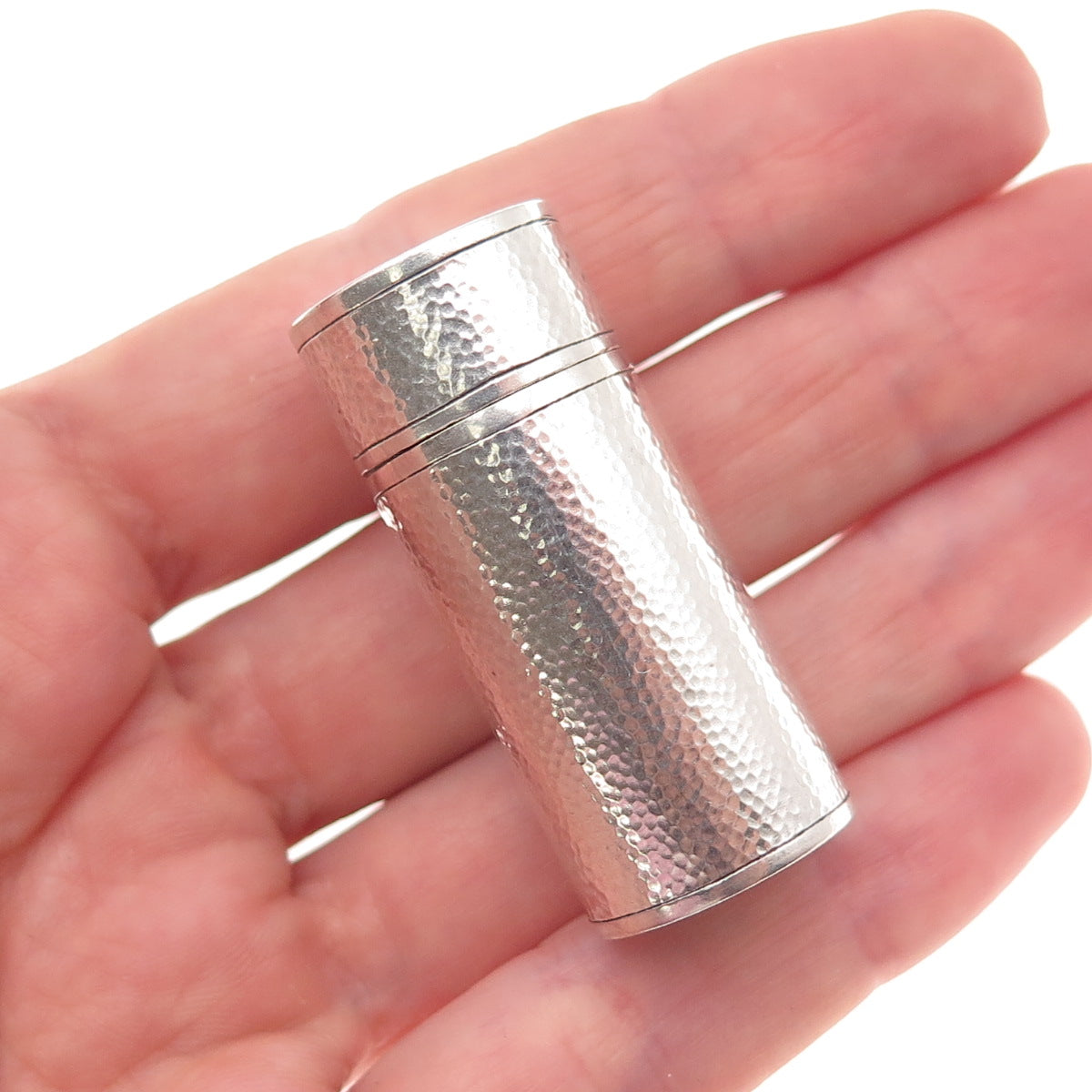 925 Sterling Silver Antique China Export Monogram Hammered Finish Needle Box