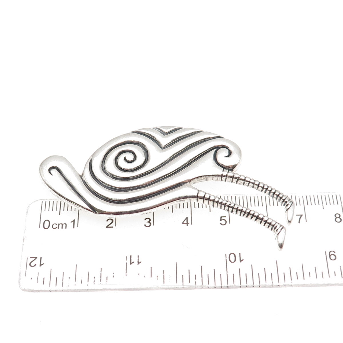 RAGE 925 Sterling Silver Vintage Modernist Stork Spiral Oxidized Pin Brooch