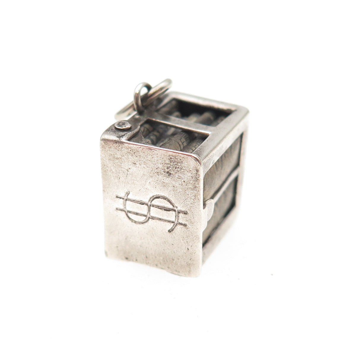 925 Sterling Silver Antique Art Deco One Dollar Bill Box Good Luck Mini Pendant