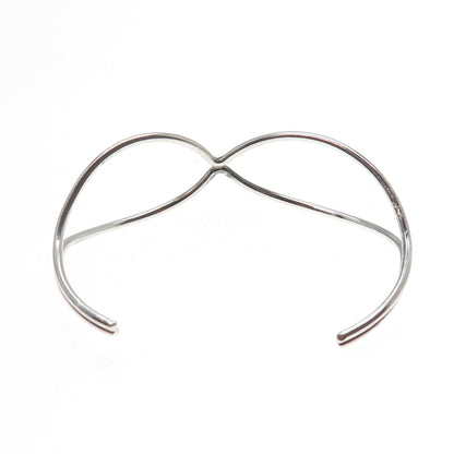 925 Sterling Silver Vintage Modernist Adjustable Cuff Bracelet 6.25"