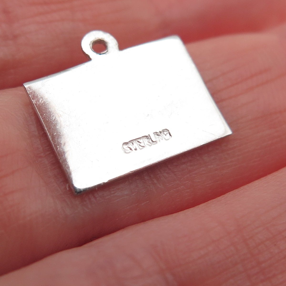 925 Sterling Silver Vintage Enamel Western Postal Happy Birthday Mini Pendant