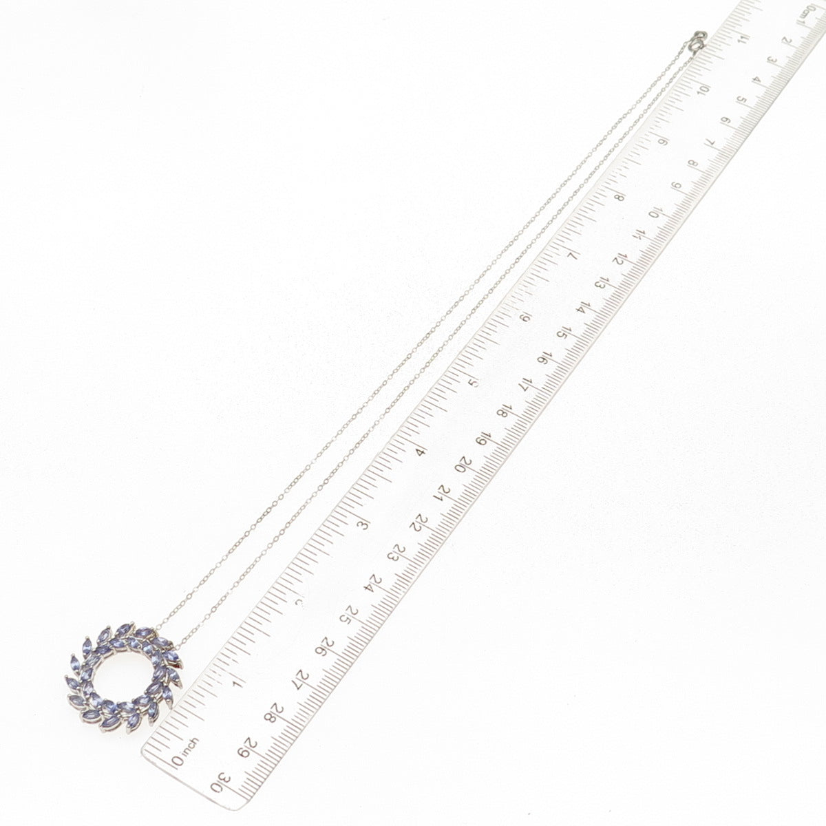 Chuck Clemency 925 Sterling Real Marquise-Cut Tanzanite Cable Chain Necklace 20"