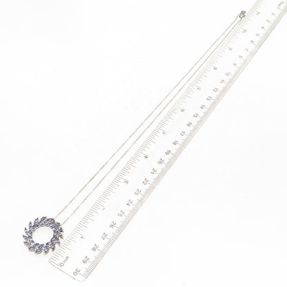 Chuck Clemency 925 Sterling Real Marquise-Cut Tanzanite Cable Chain Necklace 20"