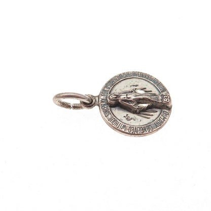 Creed 925 Sterling Silver Vintage St. Mary Miraculous Oxidized Charm Pendant