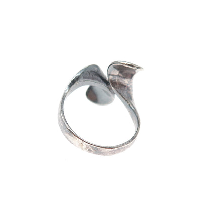 925 Sterling Silver Vintage Modernist Bypass Oxidized Ring Size 8