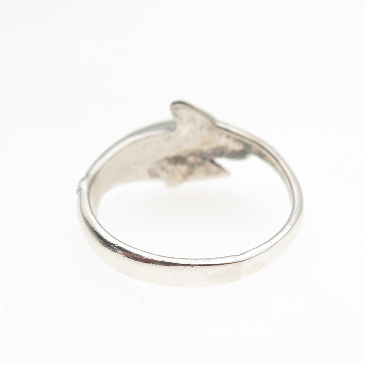 925 Sterling Silver Vintage Dolphin Couple Oxidized Ring Size 6.5