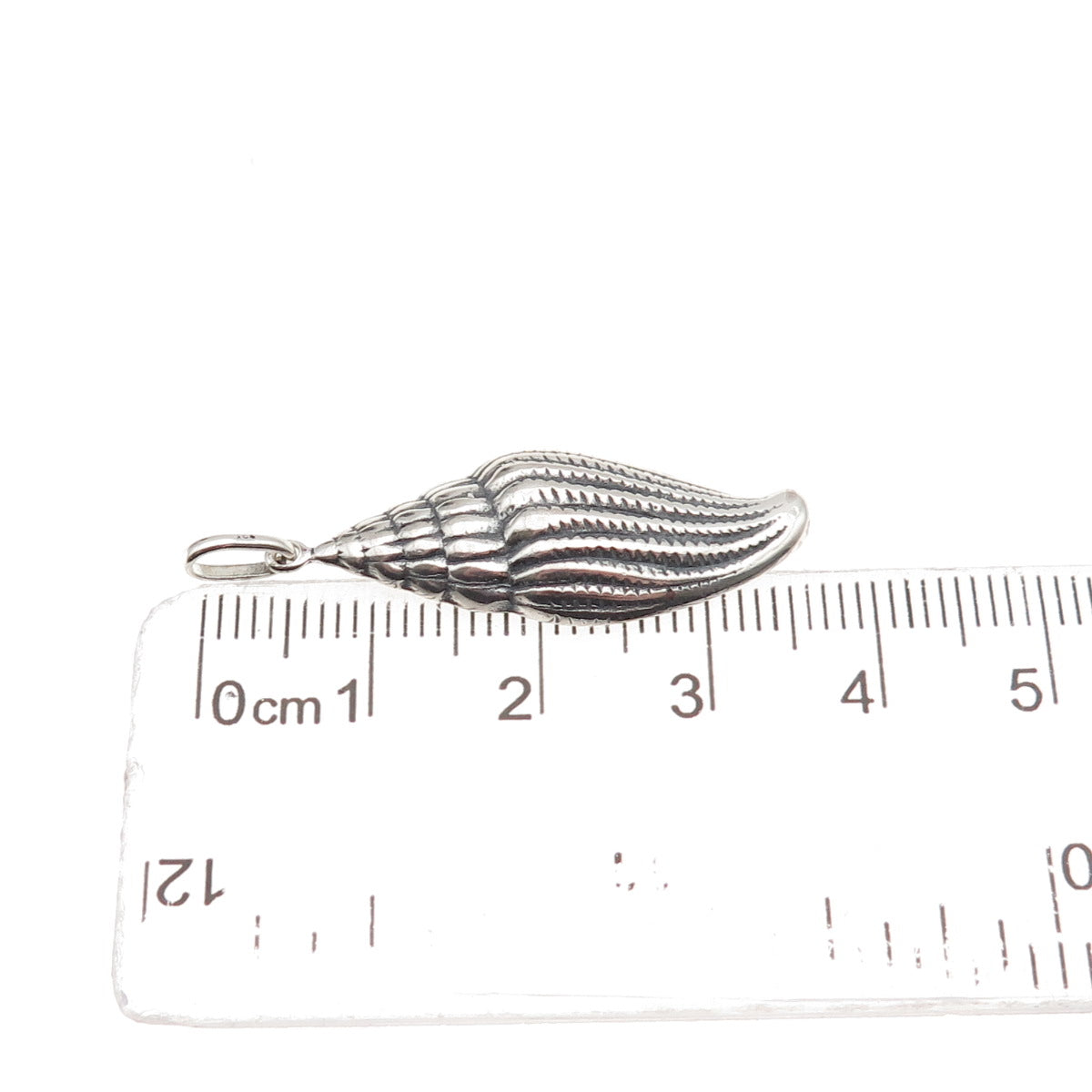 925 Sterling Silver Vintage Seashell Oxidized Charm Pendant