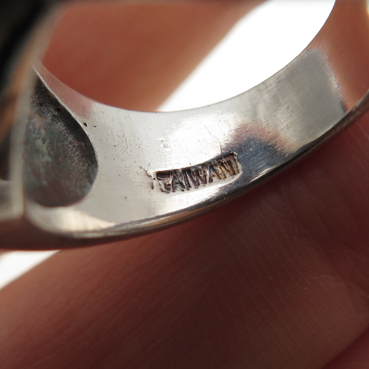 925 Sterling Silver Vintage Round-Cut C Z Modernist Oxidized Ring Size 6.5