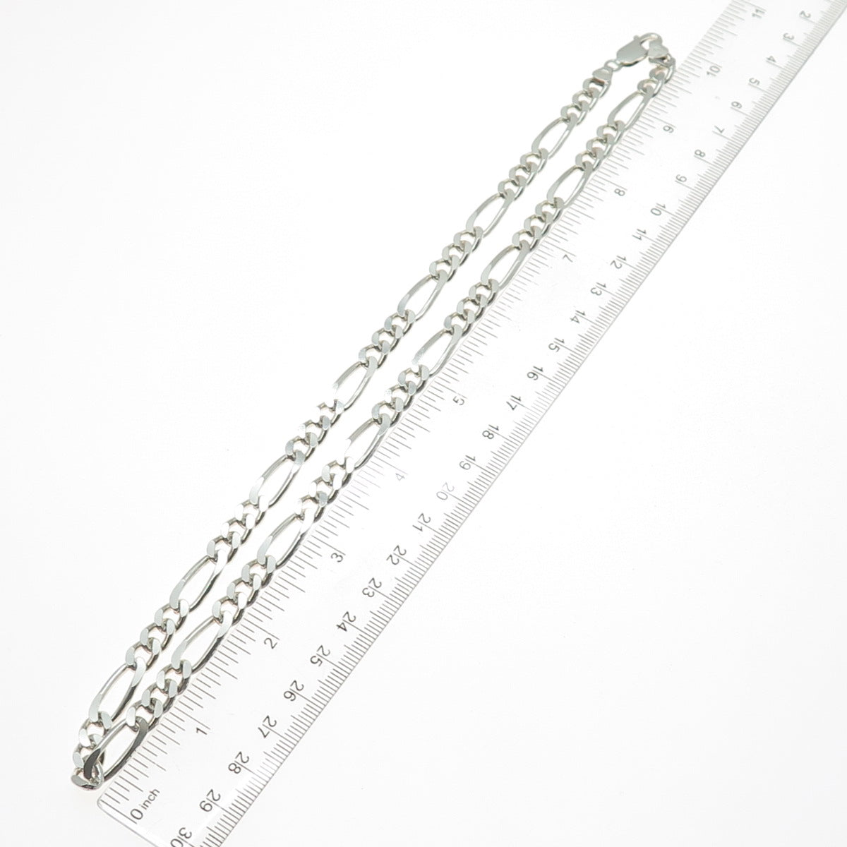 925 Sterling Silver Vintage Italy Figaro Chain Necklace 20"