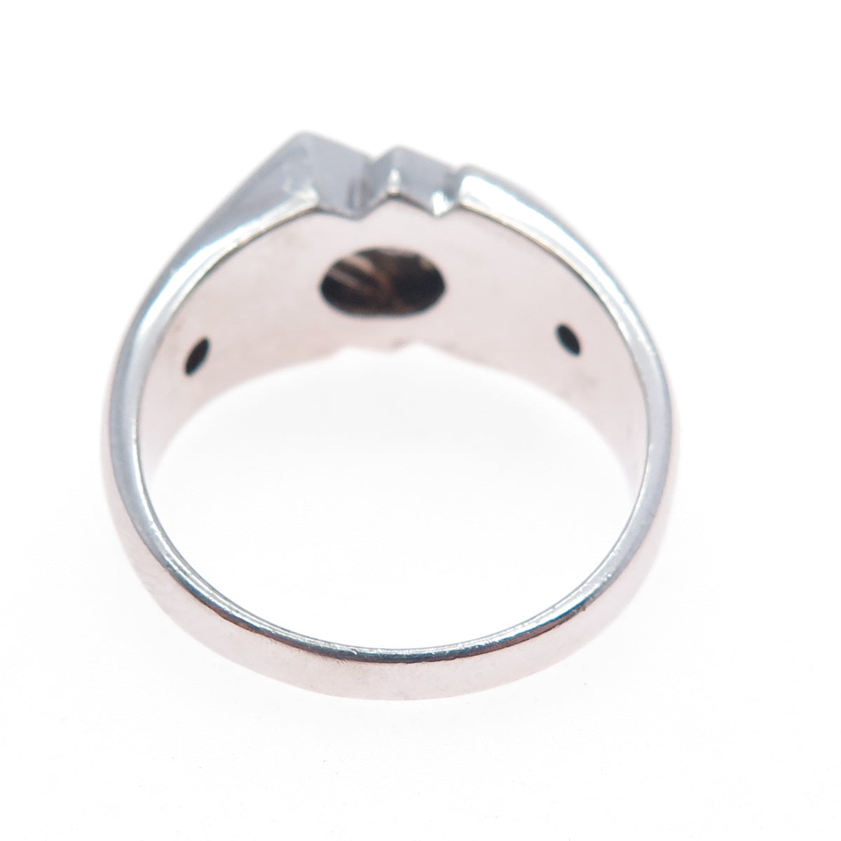 925 Sterling Silver Real Lapis Lazuli & White Topaz Modernist Ring Size 12.25