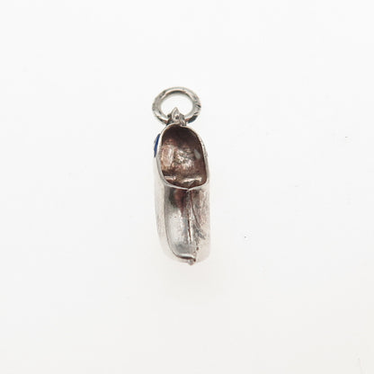 835 Silver Vintage Dutch Clog Oxidized 3D Mini Charm Pendant