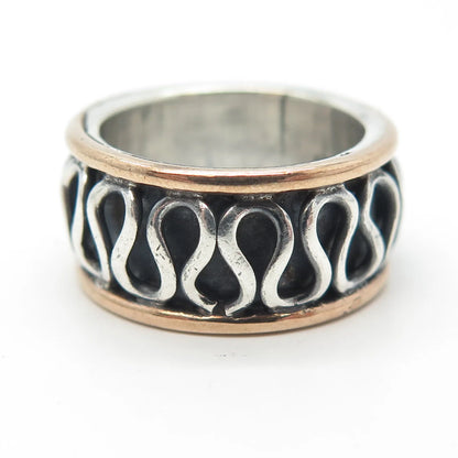 925 Sterling Silver 2-Tone Vintage Eternal Curve Band Ring Size 6.5